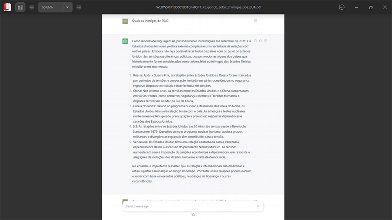 CHATGPT CONTESTA QUIÉN SON LOS INIMIGOS DE EEUU
