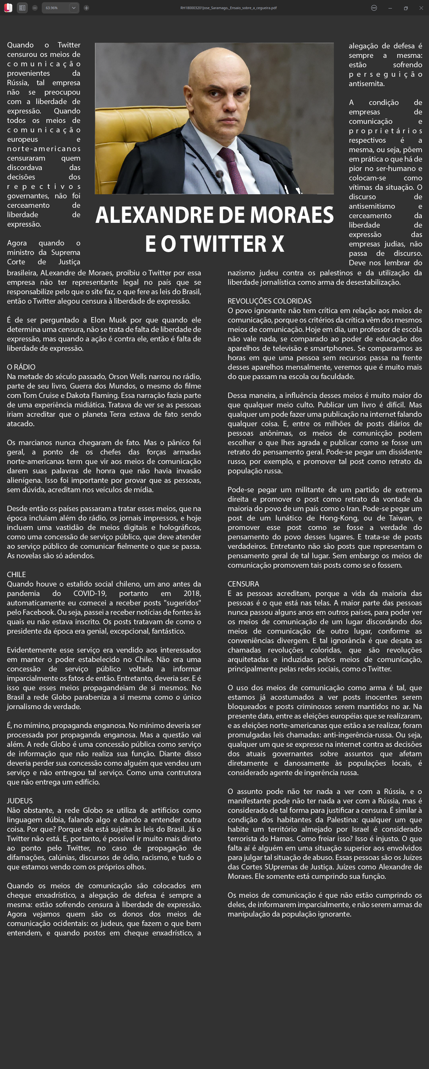 ALEXANDRE DE MORAES E O TWITTER X